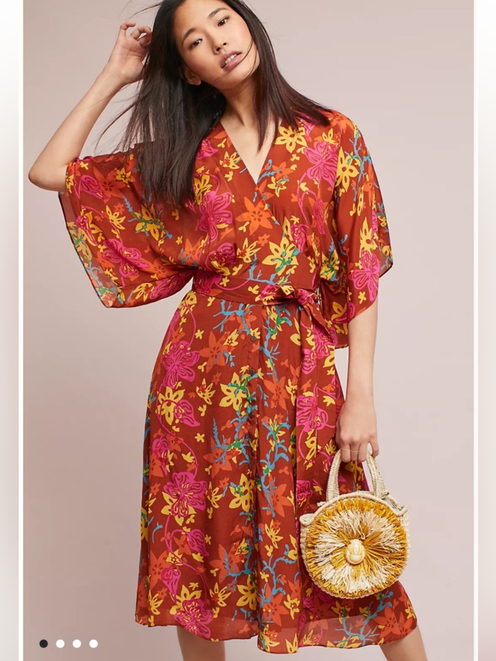 NWT Anthropologie Anupamaa Tambourine Kimono M Dress Boho Wrap Midi Belted K